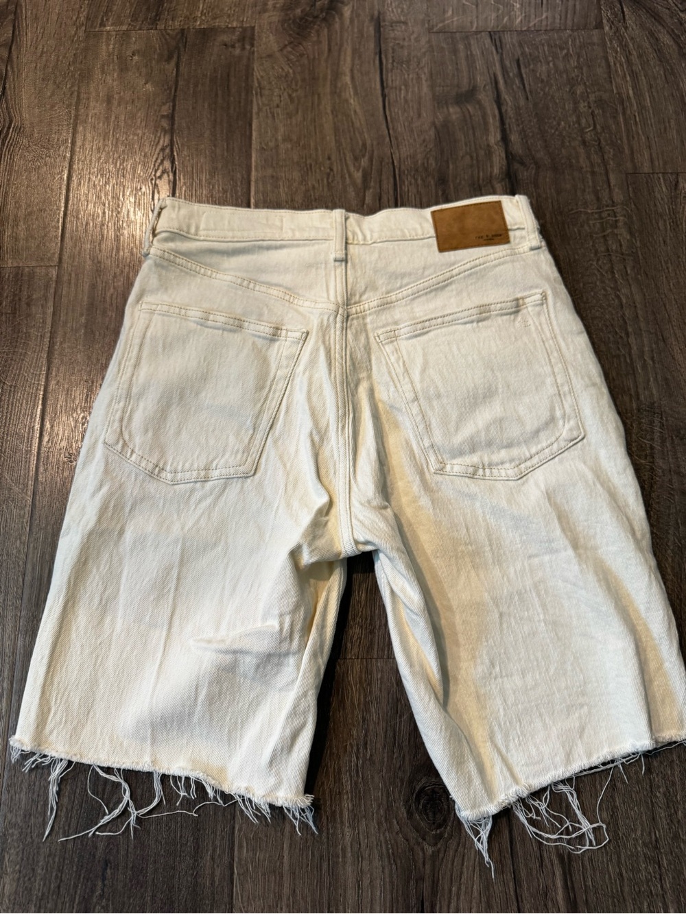rag & bone Off-White Vintage Bermuda Denim Shorts Mid Rise Cream size 27 - Picture 9 of 11